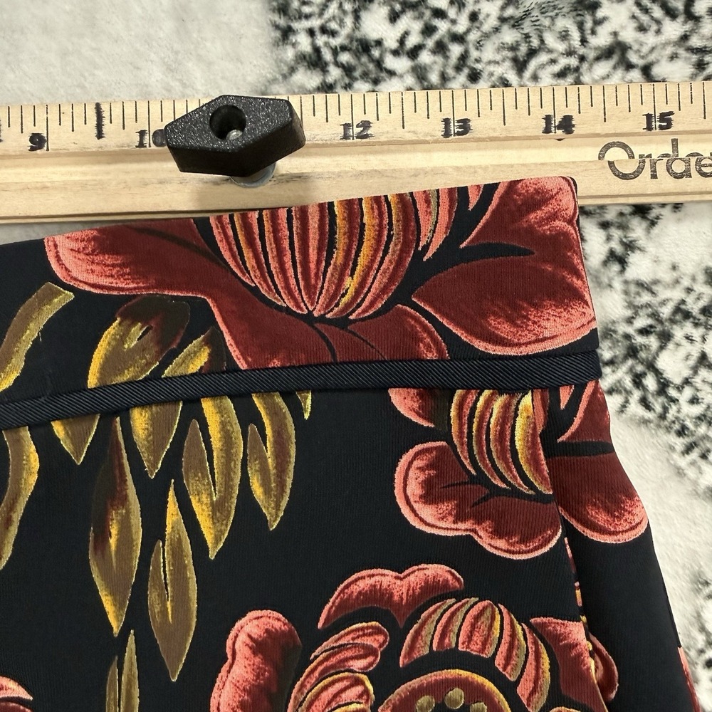 Ann Taylor Floral Print Wide Leg Pants Womens Size 0 Cropped Black Pink Pockets - Picture 4 of 11